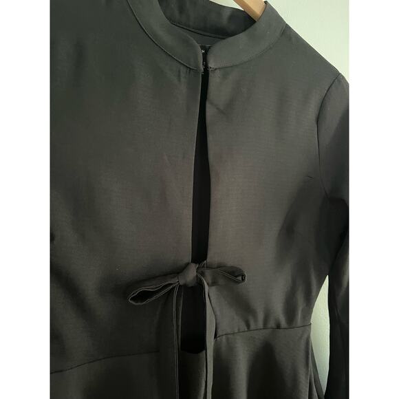 English Factory | NWOT Witchy Black Tie-Front Bell Sleeve Mini Dress | Sz S - Picture 7 of 9